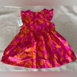Carter's Pink and Orange Leaf Pattern Dress